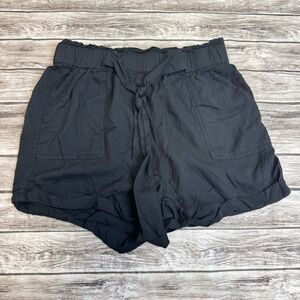 SO Women's Black Casual Lightweight Shorts Tie Waist S SM Small Elastic Pull On
